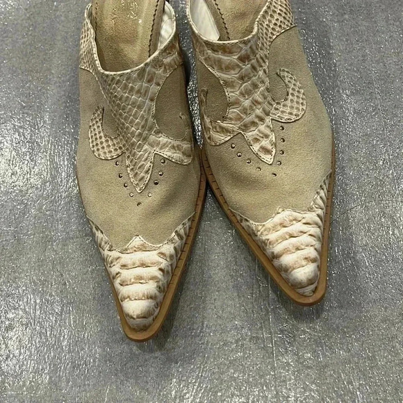 [40/US9]Lavorazione artigiana Pointed Toe Western Slip On Mules-Made in  Italy - Picture 3 of 10